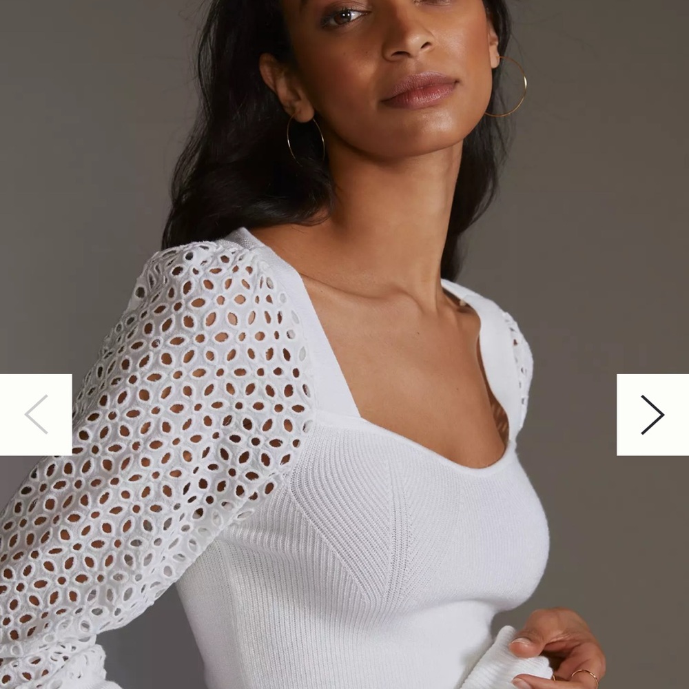 By Anthropologie Eyelet Sleeve Sweater - Picture 5 of 5